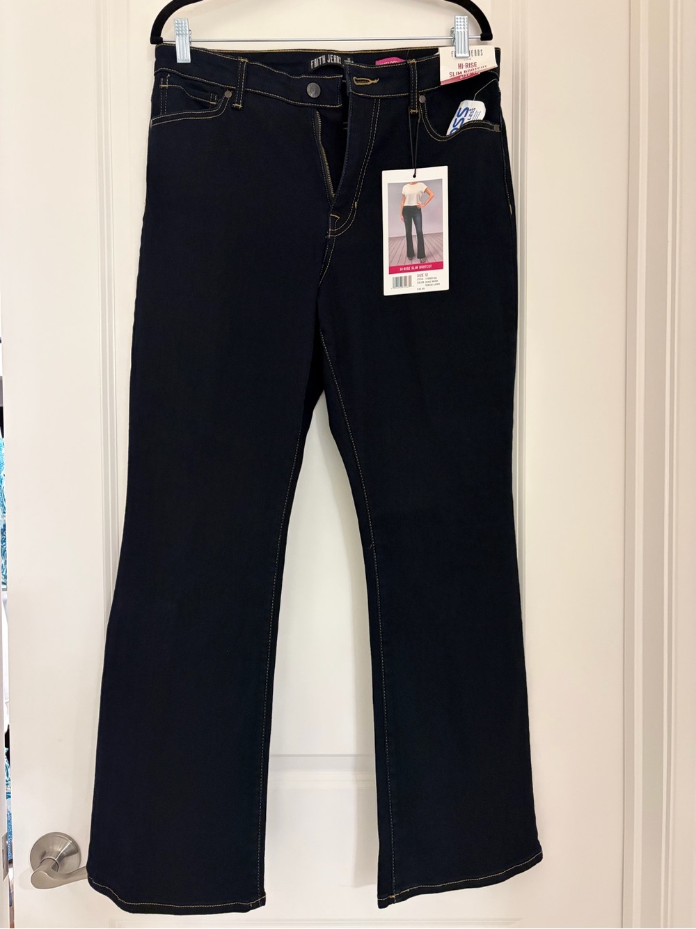 Women’s Boot Cut Black Jeans with Contrast Stitching
